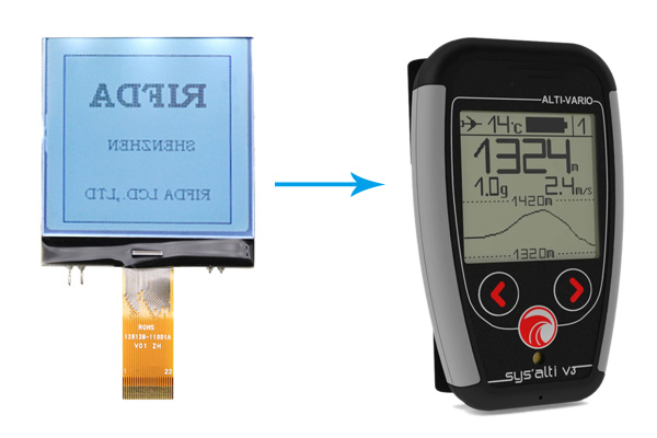 Ứng dụng màn hình LCD đồ họa 128x128 Màn hình hiển thị trong các dụng cụ bay Paraglider